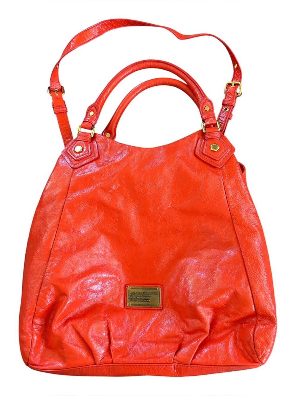 Marc by Marc Jacobs | Women’s Bright Orange Slouchy Shiny Crinkle Crossbody Bag